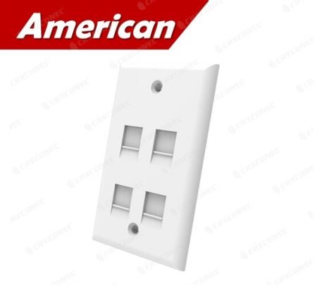 Vertical Shuttered 4 Port Wall Plate in White Color - Suhttered Ethernet Cable Wall plate